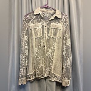 Aziza Vintage Size L silk like unique buttons up no tags 22” bust 71